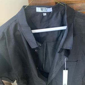 NWT Men’s Mr Wonder XXL black short sleeve stretchy button up shirt